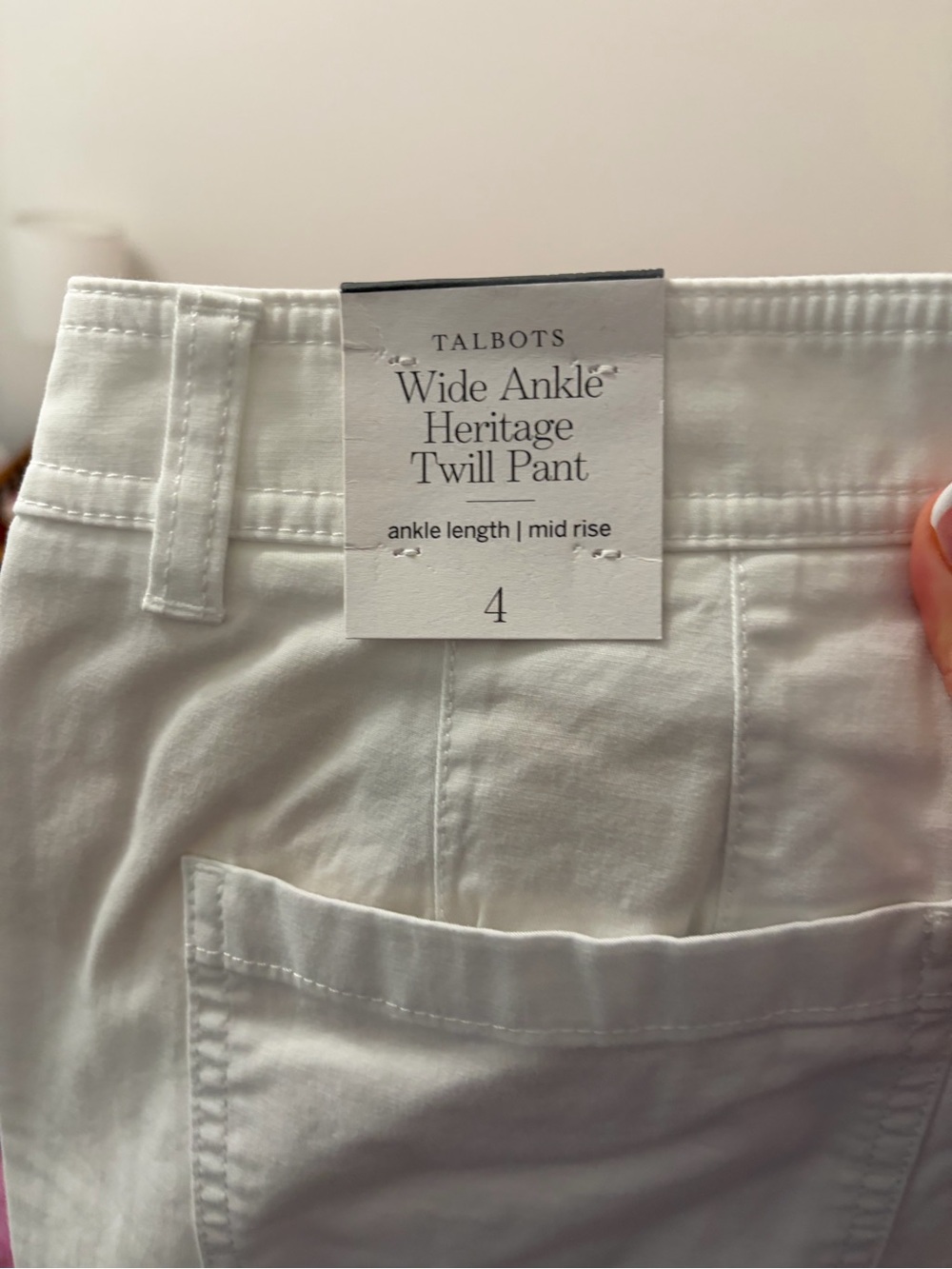 Talbots White Wide Ankle Heritage Twill Pants - Size 4